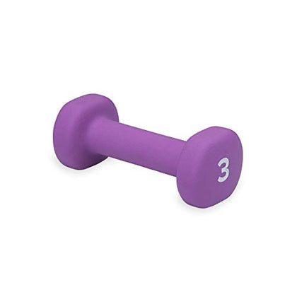 Gaiam Dumbbell Hand Weight (Sold in Singles) - Neoprene Coated Exercise & Fitness Dumbbell for Home Gym Workouts and Strength Training - Free Weights for Women and Men (3lb, Purple)