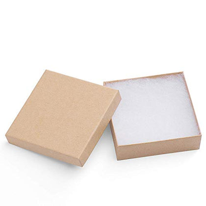 MESHA Jewelry Gift Boxes, Recyclable 3.5x3.5x1 Inch 20 Pcs Small Gift Box wtih Lids for Necklace Ring Bracelet Earring with Cotton Filled and Lids,Jewelry Box Bulk Brown