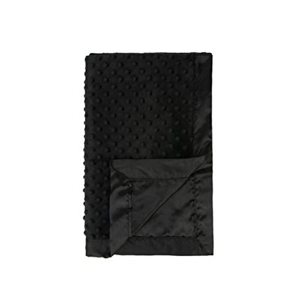 Pro Goleem Baby Soft Minky Dot Blanket with Satin Backing Baby Gifts for Boys and Girls (Black, 30 x 40)