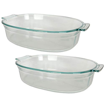 Pyrex 702 2.5 Quart Roaster Glass Dish - 2 Pack