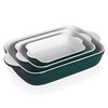 Sweejar Casserole Dish for Oven, Ceramic Non-Stick Roasting Baking Dish Sets of 3, Rectangular Lasagna Pan Deep for Cooking, Cake Dinner, Banquet, 13 x 9.4 Inch Bakeware with Handles (Jade)