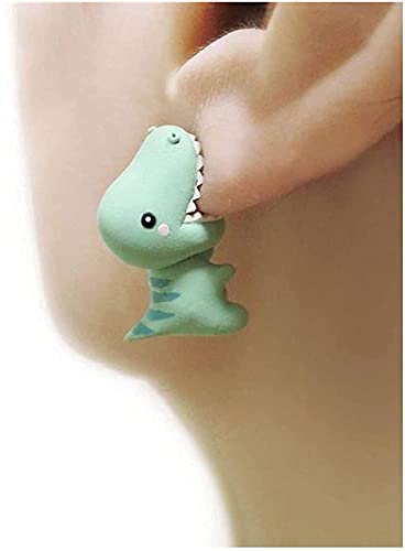 Ulobey Cute Animal Bite Ear Studs Earring - Fashion 3D Polymer Clay for Girls Women - Simple Cartoon Soft Pottery Ear Studs Decors - Creatives Gifts Accessories - Dinosaur