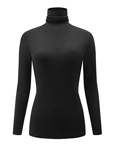 Kindcall Black Long Sleeve Turtle Top Thermal Sweaters for Women Work X-Small
