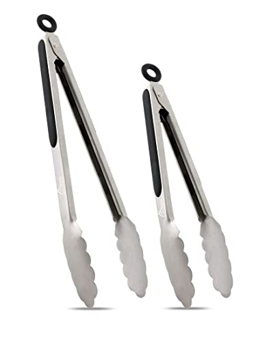 Hotec Stainless Steel Kitchen Tongs Set of 2 - 9