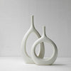 Kimisty Nordic Ceramic Vase Set 2, White Modern Minimalist Bud Vase, Hollow Vase Decor, Sculpture Decor, Fire Place Decoration, Mid Century, Abstract Design