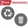 Recycle and Trash Sticker Logo Style Symbol to Organize Trash cans or Garbage containers and Bins - Contour Cut Decal Sticker (Silver, Small)