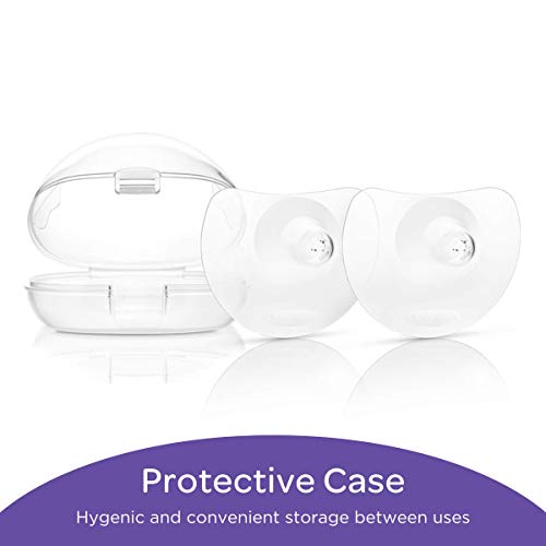 Lansinoh Contact Nipple Shields for Breastfeeding, 2 Nipple Shields (20mm) and Case