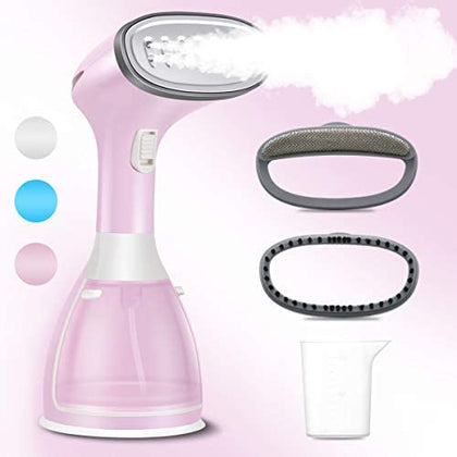 Steamer for Clothes Steamer Powerful HandHeld Portable Travel Garment Steamer Fabric Wrinkle Remover 20s Fast Heat-up 280ml Large Detachable Water Tank Pink