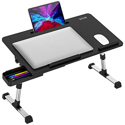 Besign LT06 Pro Adjustable Laptop Table [Large Size], Portable Standing Bed Desk, Foldable Sofa Breakfast Tray, Notebook Computer Stand for Reading and Writing, Black