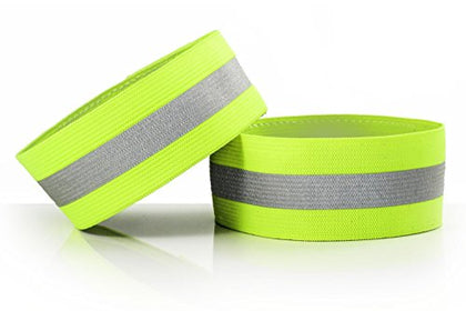 CSYSX (Pack of 2) High Visibility Reflective Bands Wristbands for Cycling Running Arm Wrist Ankle Bands Leg Straps and as Bike Pants Cuff Clip