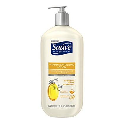 Suave Skin Solutions Body Lotion Revitalizing with Vitamin E, 32 Fl Oz, Pack of 1