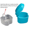 2 Pack Colors Denture Bath Case Cup Box Holder Storage Soak Container with Strainer Basket for Travel Cleaning (Light Blue, White)