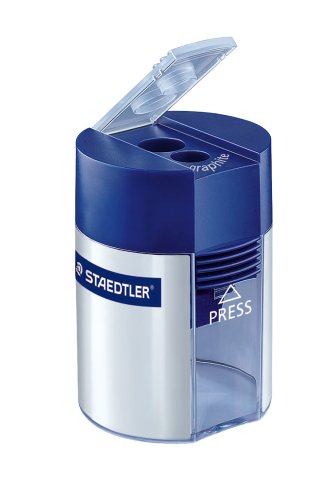 Staedtler Double Hole Pencil Sharpener, Two Holes for Standard Pencils, Large Colored Pencils, and Makeup Pencils, 512 001 BK