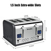 KitchMix Toaster 4 Slice, Bagel Stainless Toaster with LCD Timer, Extra Wide Slots, Dual Screen, Removal Crumb Tray (Gray)