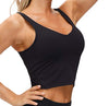Womens Longline Sports Bra Wirefree Padded Medium Support Yoga Bras Gym Running Workout Tank Tops (Black, X-Small)