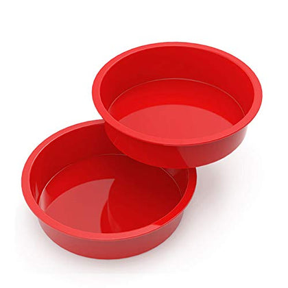 SILIVO 9.5 inch Round Cake Pans (2 Pack) - Silicone Cake Molds for Baking, Nonstick Baking Pans for Layer Cake, Cheese Cake and Chocolate Cake - 9.5 inch Cake Pan