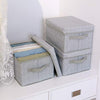 GRANNY SAYS Closet Storage Bins, Fabric Boxes with Lids, Shelf Baskets for Closet Organization, Stackable Storage Containers Storage Baskets for Organizing, Gray, Medium, 3-Pack