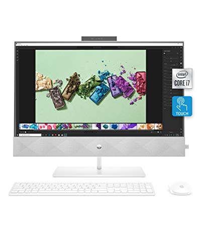 HP Pavilion 27-inch All-in-One Desktop, 10th Gen Intel i7-10700T Processor, 16 GB RAM, 1 TB SSD Storage, Full HD IPS Touchscreen, Windows 10 Home, Wireless Keyboard and Mouse Combo (27-d0080, 2020)