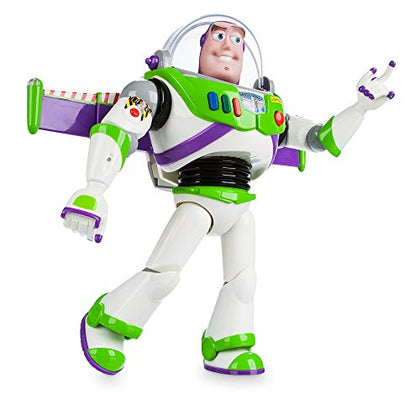 Disney Store Official Buzz Lightyear Interactive Talking Action Figure from Toy Story, 11 inch, Features 10+ English Phrases, Interacts with Other Figures and Toys, Light-Beam, Ages 3+