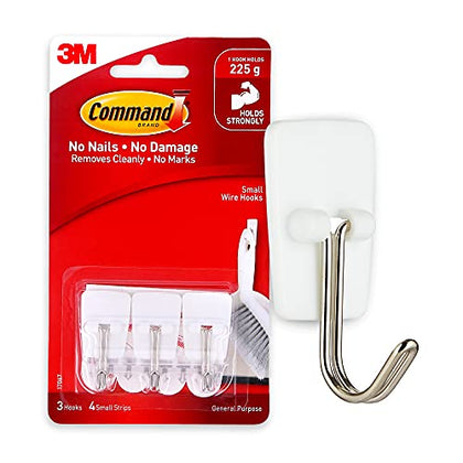 Command 17067ES Toggle Adhesive, Tools Wall Hanging Organizational Items in Living Spaces, 3 White 4 Small Wire, 16, 24-Strips, Organize Damage-Free, 3 Hooks, 3 Count