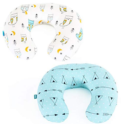 BROLEX Stretchy Nursing Pillow Covers 2 Pack Snug Fitted Nursing Pillow Slipcovers for Breastfeeding Moms,Ultra Soft Breathable for Infant Nursing Pillow,Arrow & Owl