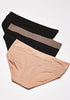 Warner's Women's Blissful Benefits No Muffin 3 Pack Hipster Panties, Black lace dot/Almond/Black, 2XL