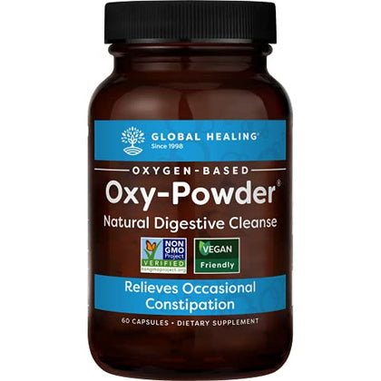 Global Healing Oxy-Powder Colon Cleanse & Detox Cleanse, Constipation Relief for Adults, Bloating Relief for Women & Men (60 Capsules)