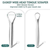 Tongue Scraper (2 Pack), Wide-head Tongue Cleaner with Nice Carrying Box, Easkep 100% Stainless Steel Tongue Scrapers Cleaners, for Men, Women, Adults, Kids?Silver
