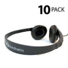 Soundnetic SNCCV Classroom Stereo Headphones with Leatherette Earpads and Volume Control, Black, Count of 10, Pack of 1