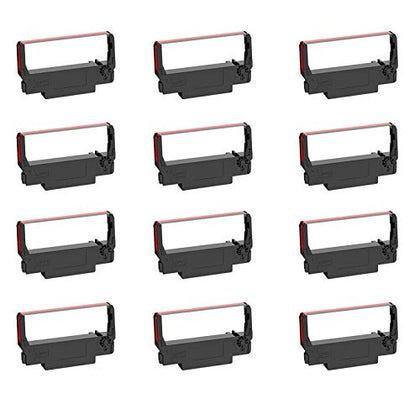 Bigger Replacement for ERC-30, ERC 30 34 38 B/R Compatible Ribbon Used with Epson ERC30 ERC34 ERC38 NK506 Printer (Black and Red, 12 Pack)