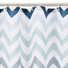 Amazon Basics Water Resistent Fabric Shower Curtain with Grommets and Hooks, Machine Washable, Blue Ombre Chevron, 72''x72''