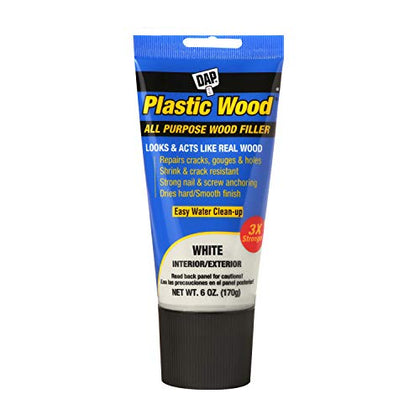 DAP Plastic Wood All Purpose Latex Wood Filler, White, 6 Oz (7079800585)