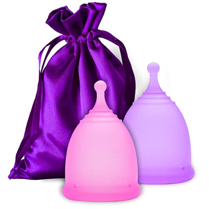 EcoBlossom Reusable Menstrual Cup Set - The Most Reliable Medical Grade Silicone Period Cups - Comfortably use for 12 Hours (2 Small Cups)