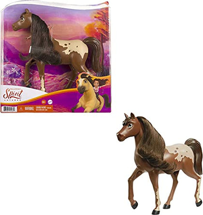 Mattel Spirit Untamed Herd Horse (Approx. 8-in), Moving Head, Chestnut Pinto with Long Black Mane & Playful Stance, Great Gift for Horse Fans Ages 3 Years Old & Up