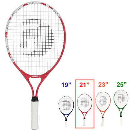 GAMMA Sports Junior Tennis Racquet: Quick Kids 21 Inch Tennis Racket - Prestrung Youth Tennis Racquets for Boys and Girls - 93 Inch Head Size - Red