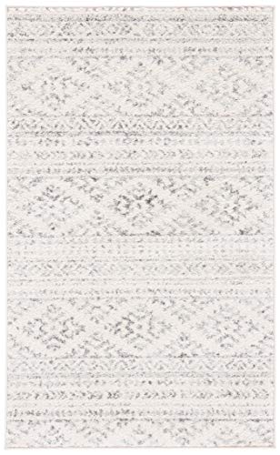SAFAVIEH Tulum Collection Accent Rug - 2' x 4', Ivory & Grey, Moroccan Boho Tribal Design, Non-Shedding & Easy Care, Ideal for High Traffic Areas in Entryway, Living Room, Bedroom (TUL272A)