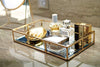 PuTwo Tray Mirror, Gold Dresser Ornate Tray Metal Decorative Tray Jewelry Perfume Organizer Makeup Tray for Vanity, Dresser, Bathroom, Bedroom
