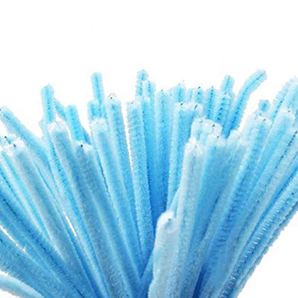 Carykon Super Fuzzy Chenille Stems Pipe Cleaners, Pack of 100 (Light Blue)