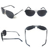J+S Premium Military Style Classic Aviator Sunglasses, Polarized, 100% UV protection (Large Frame - Black Frame/Black Lens)