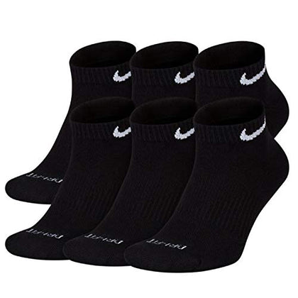 NIKE Plus Cushion Socks (6-Pair) (M (Men's 6-8 / Women's 6-10), Low (Sport Cut) Black)
