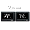 SSYA [Newest Version] 7 Inch Calendar Clock - 12 Alarm Options, Level 5 Auto Dimmable Display,Extra Large Impaired Vision Digital Clock with Non-Abbreviated Day & Month Alarm Clock (7 inch)