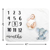 Baby Monthly Milestone Blanket - Organic Plush Fleece Photography Background Prop for Boy Girl Newborn Soft Elephant Blanket with Frame Large 47''x40''