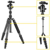 NATIONAL GEOGRAPHIC Travel Tripod Kit,90°Column 5-Section Legs, Carbon Fiber, Compatible with Canon, Nikon DSLR, Twist Locks 360 Degree Ball Head,Quick Release Plate, 8KG Load Capacity with Carry Bag