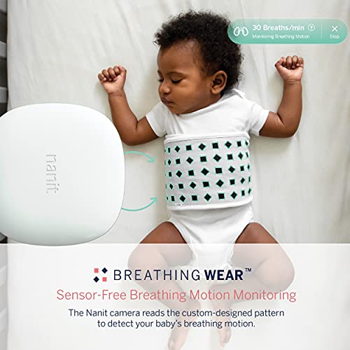 Nanit Breathing Wear Band 3-Pack - Works with Nanit Pro Baby Monitor to Track Breathing Motion Sensor-Free, Real-Time Alerts, 100% Cotton, Size Small, 0-3 Months, Multi-Color