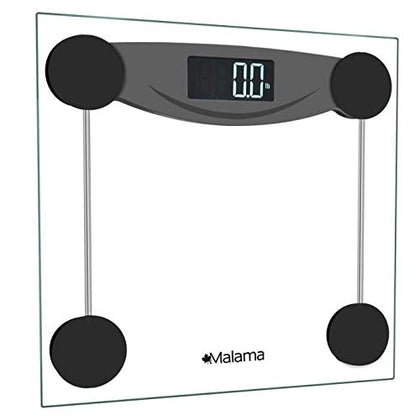 Malama Digital Body Weight Bathroom Scale, Weighing Scale with Step-On Technology, LCD Backlit Display, 400 lbs Accurate Weight Measurements, Black