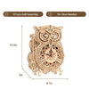 ROKR 3D Wooden Puzzle for Adults Owl Clock Model Kit Desk Clock Home Decor Unique Gift for Kids on Birthday/Christmas Day