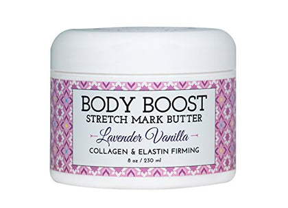 Body Boost Lavender Vanilla Stretch Mark Butter 8 oz.- Treat Stretch Marks and Scars- Pregnancy and Nursing Safe- with Shea Butter