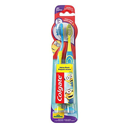 Colgate Kids , Minions, Extra Soft Toothbrush with Suction Cup, 2 Pack