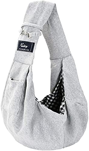 Cuby Dog and Cat Sling Carrier - Hands Free Reversible Pet Papoose Bag - Soft Pouch and Tote Design - Suitable for Puppy, Small Dogs, and Cats for Outdoor Travel (Classic Grey)