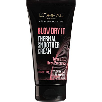 L'Oreal Paris Advanced Hairstyle Blow Dry It Thermal Smoother Cream, 5.1 Ounce